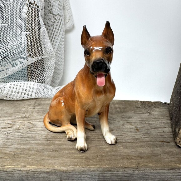 Vintage Shafford Hand-Painted Ceramic Great Dane Dog Figurine signed 9092 - Picture 2 of 7